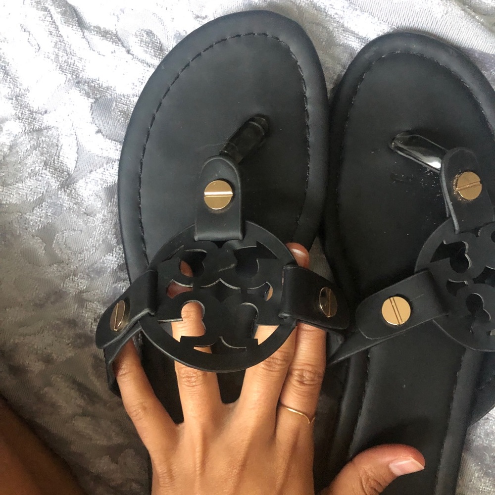 Never worn black sandals